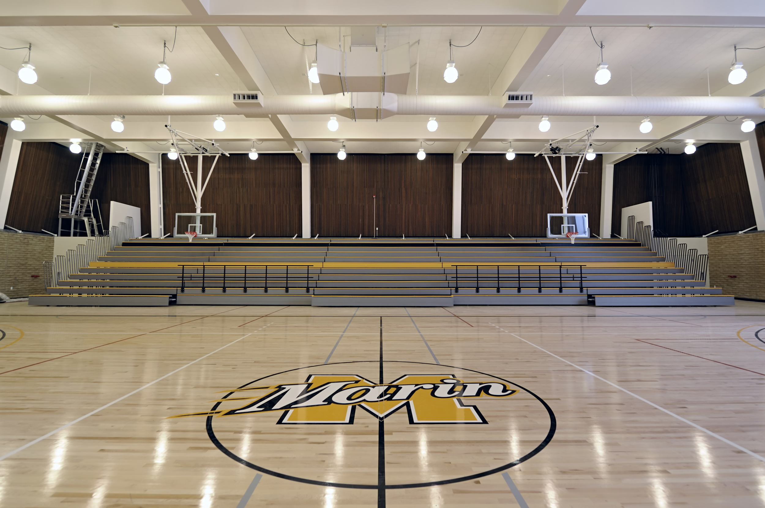 a basketball court in a gym