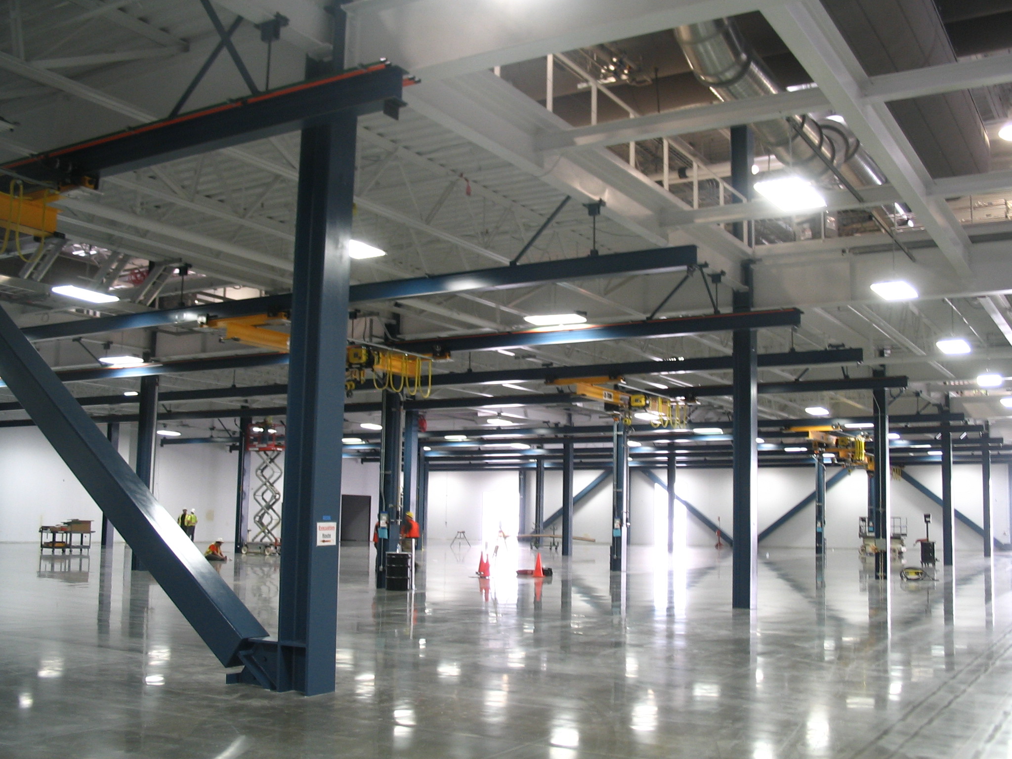 a large warehouse with many racks